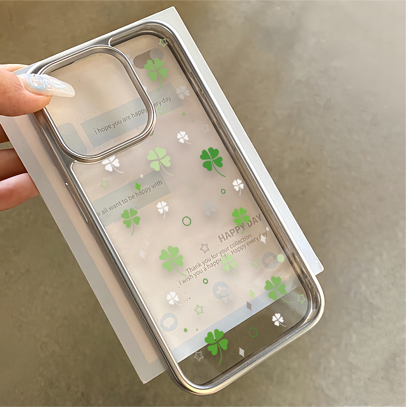 Lucky with silver frame iPhone case