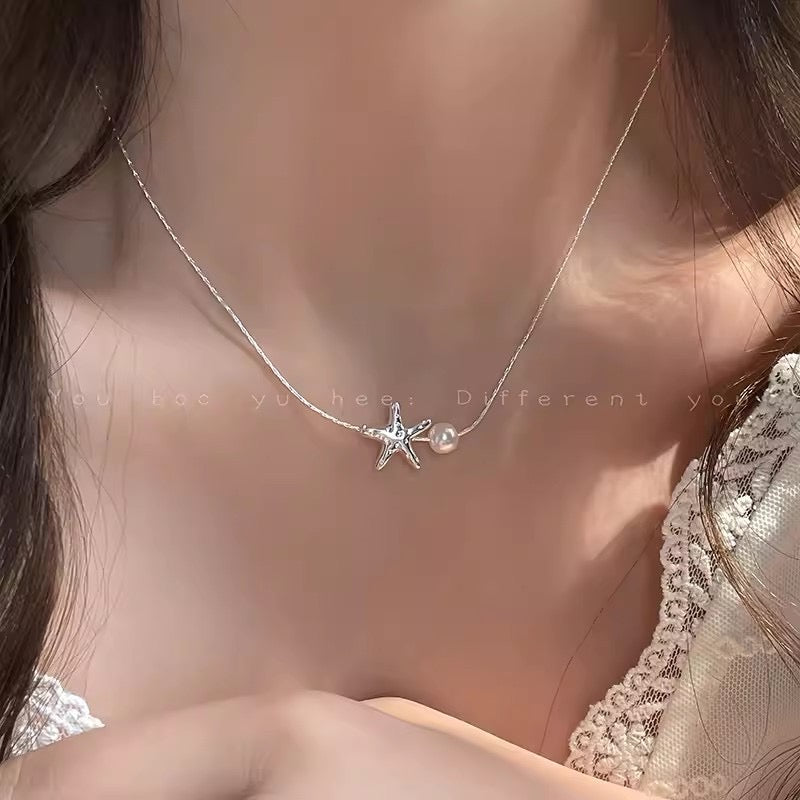 Ocean memories necklace/ starfish necklace/ pearl necklace