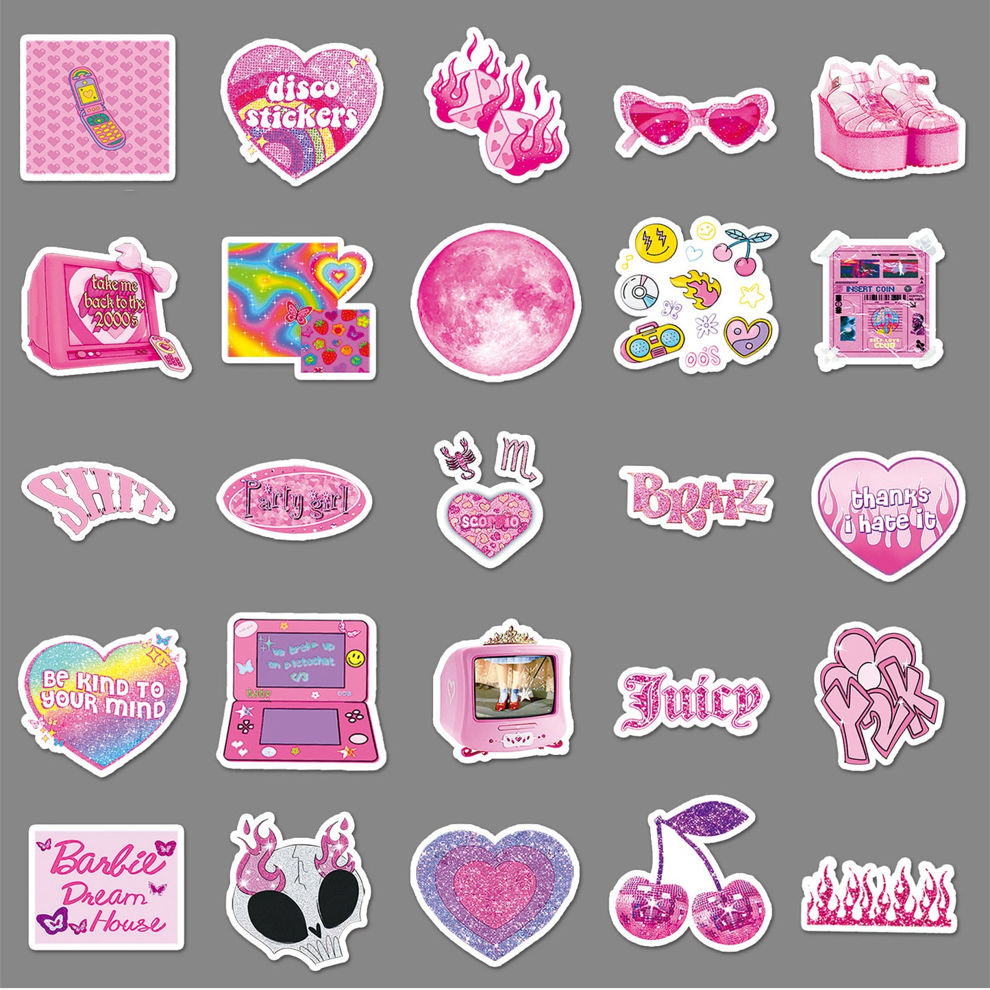 Pink Y2K style sticker pack 🩷