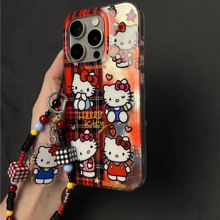 Y2K kitty party iPhone case with keychain.