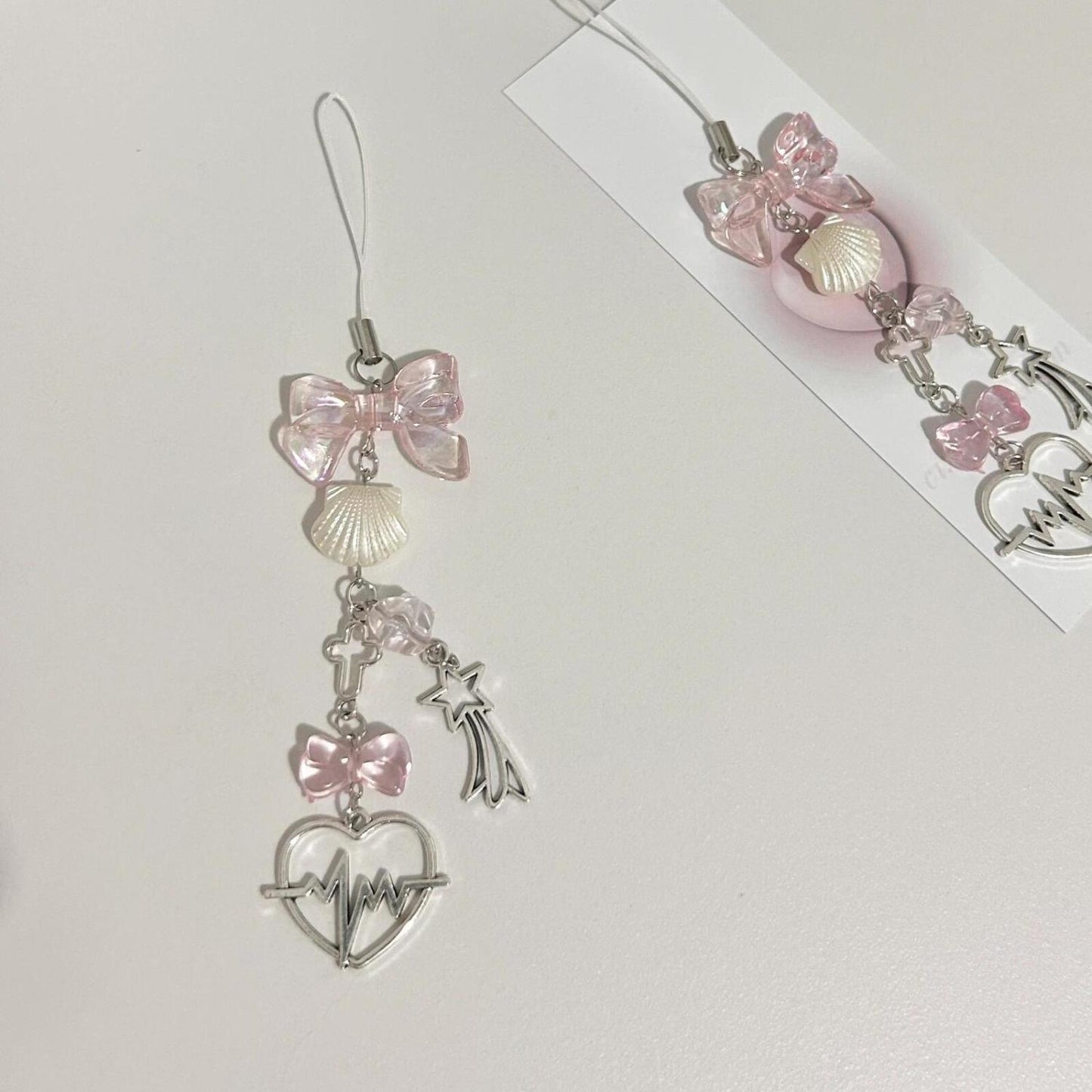 Pink heart beat charm