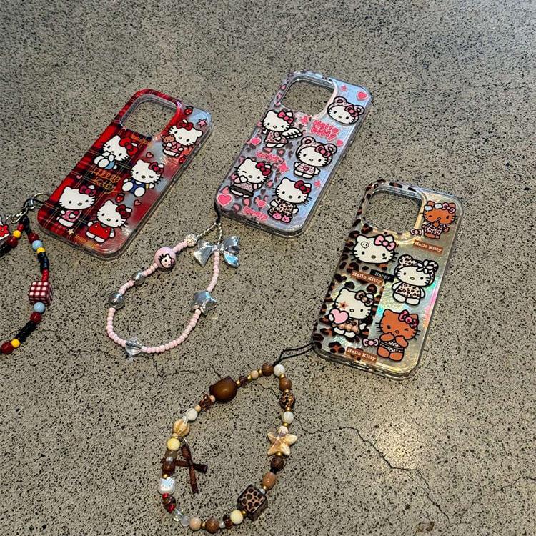 Y2K kitty party iPhone case with keychain.