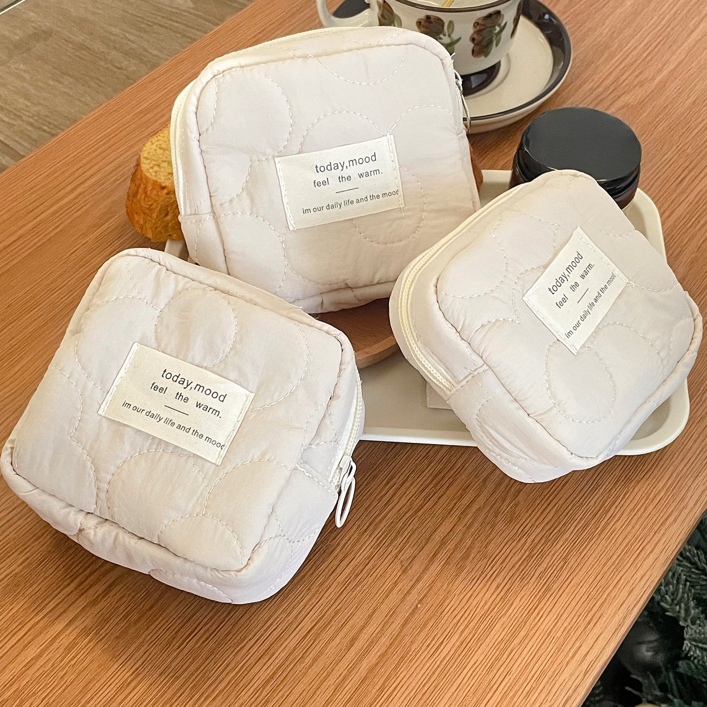 Tofu square cosmetic bag 🥛