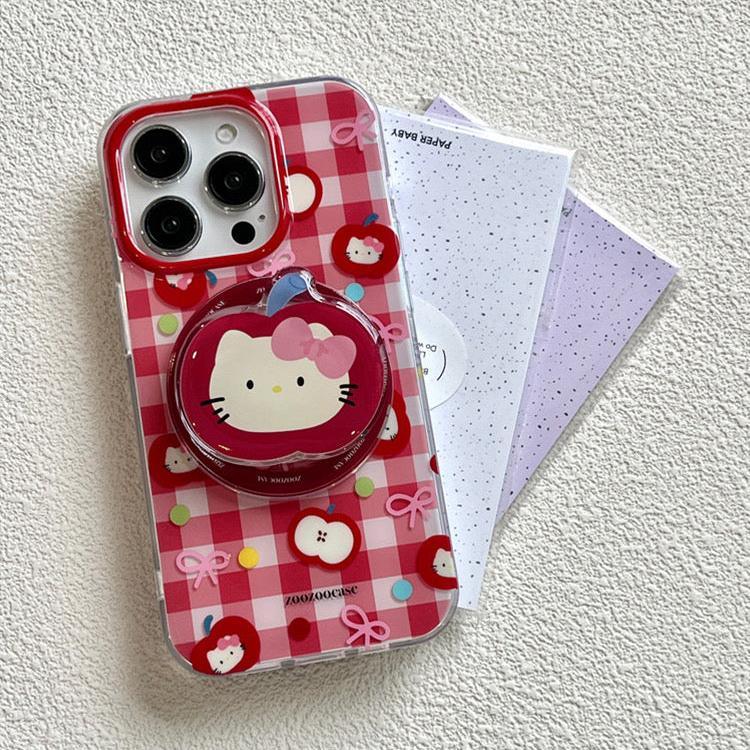 Red plaid with pink and brown leopard print iPhone case.