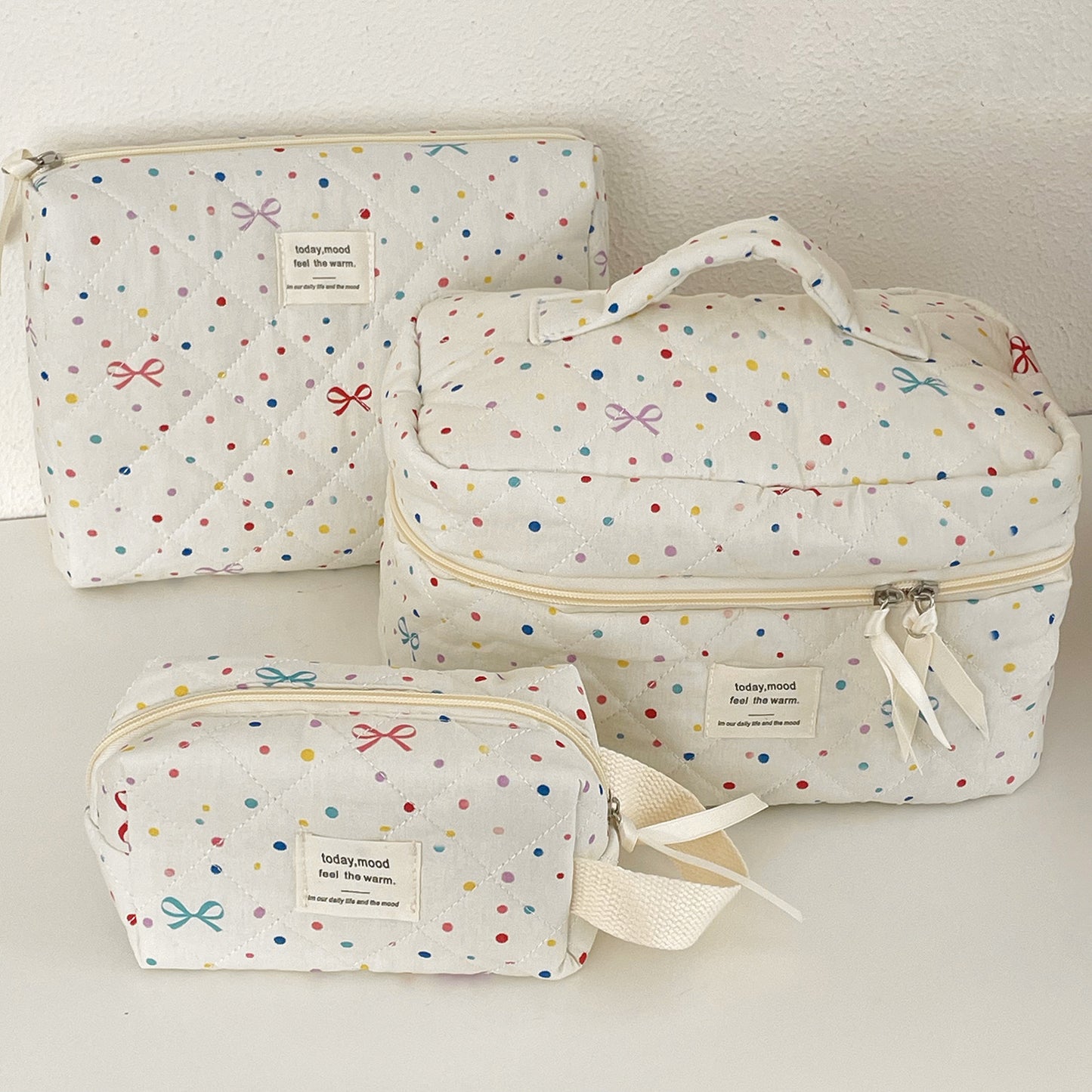 Rainbow ribbon cosmetic bag
