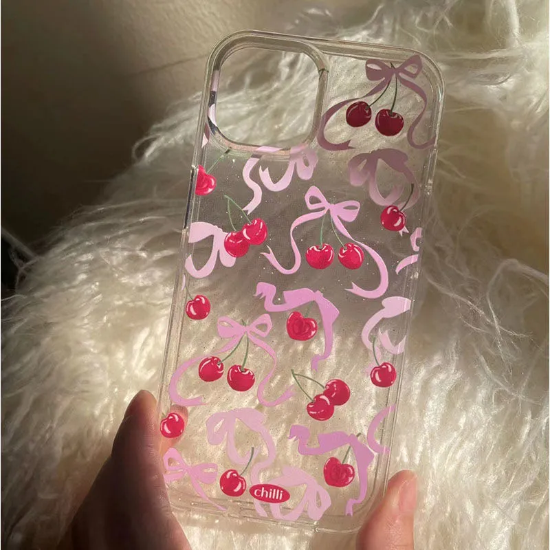 Cherry ribbons iPhone case š