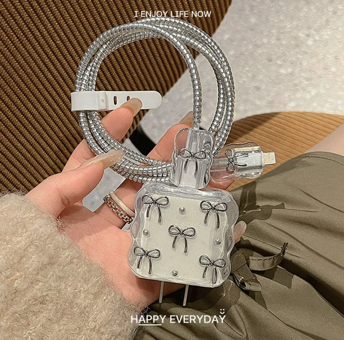 Sliver Ribbon charging cable protector