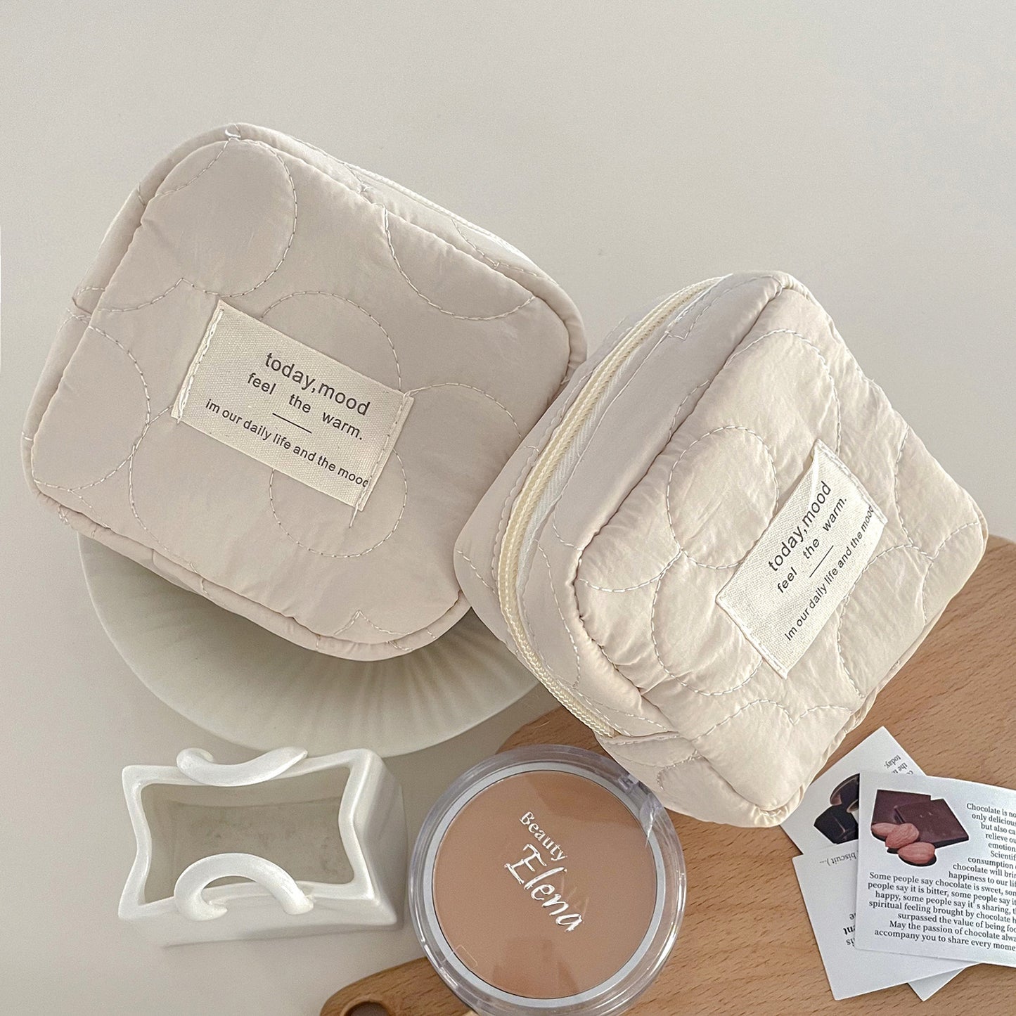 Tofu square cosmetic bag 🥛