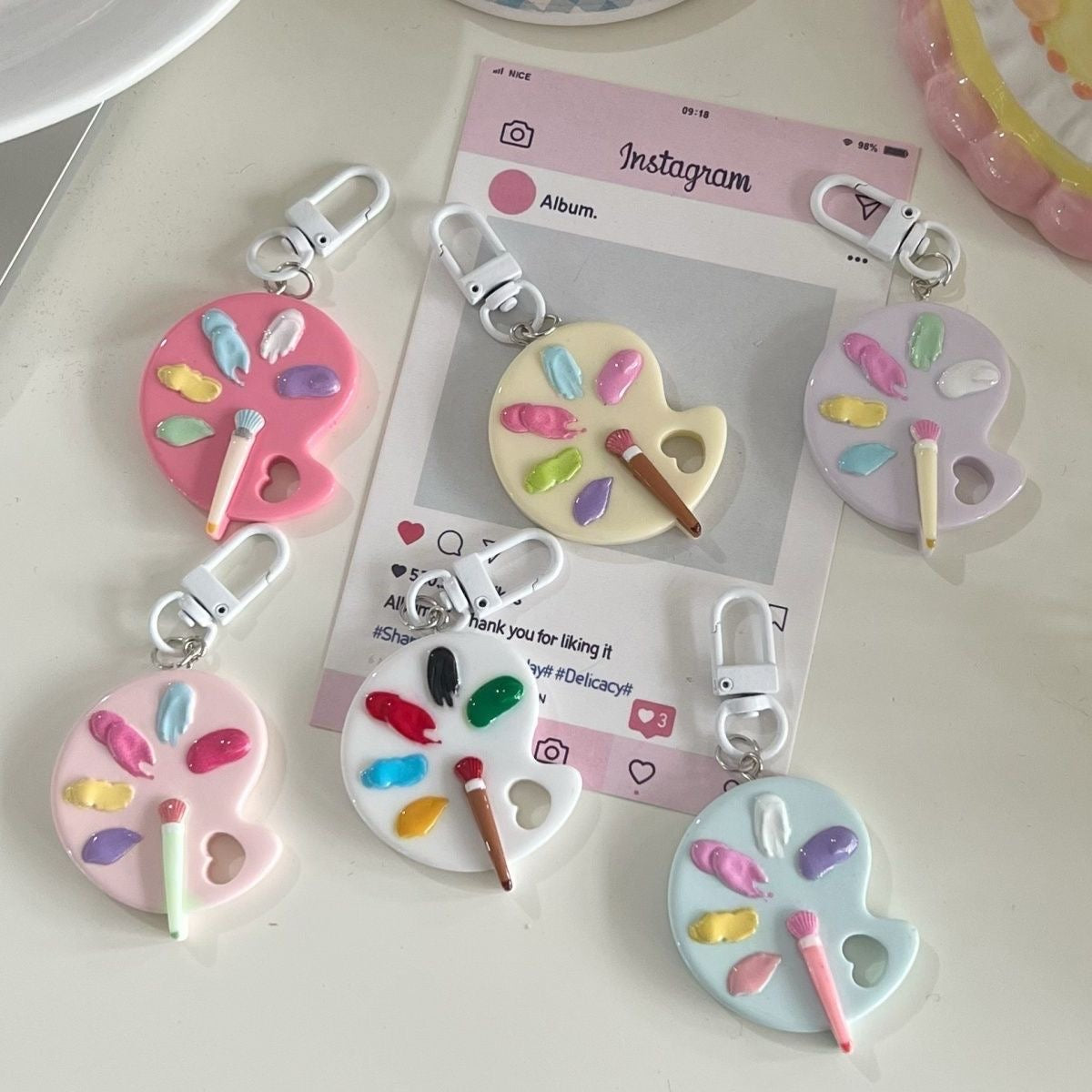 Cute Paint Palette & Skateboard Charm