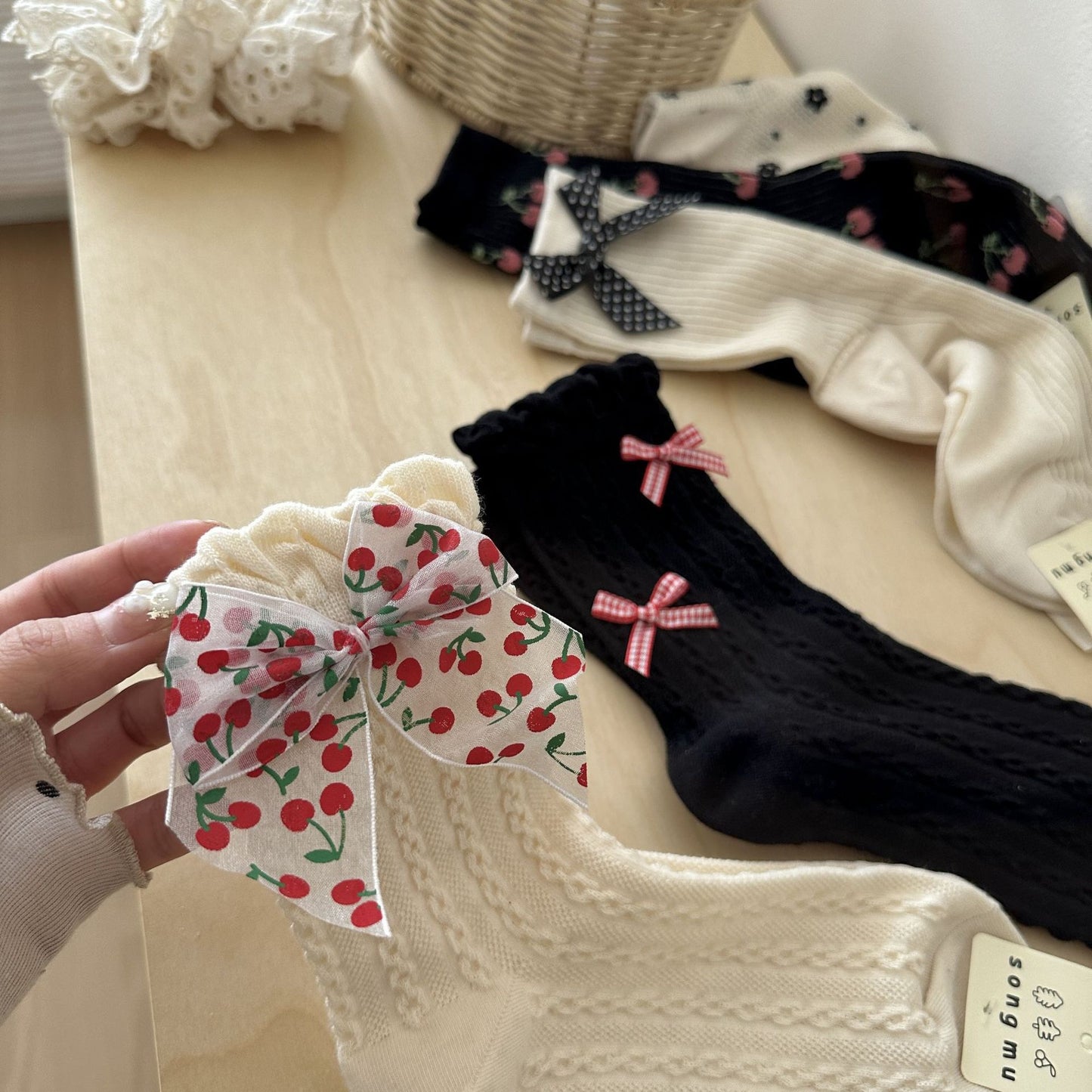 Spring girl Mid-Calf Socks 🍒