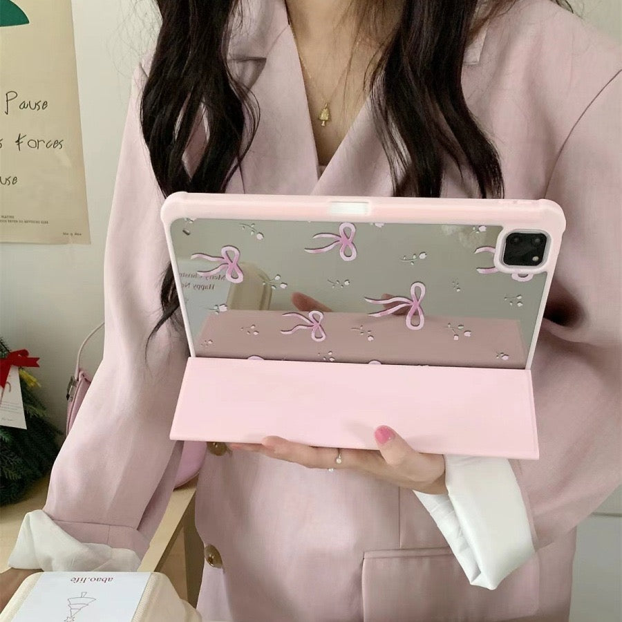 Pink ribbon mirror iPad case
