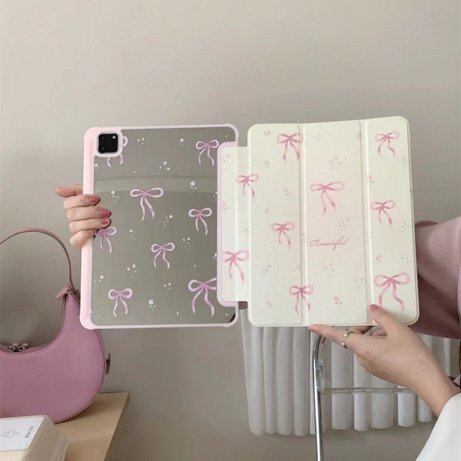 Pink ribbon mirror iPad case