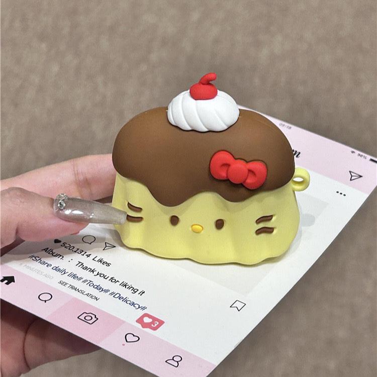 Pudding kitty AirPods case with a cute dessert theme. Compatible with AirPods Pro 2, AirPods 3, and AirPods 4.