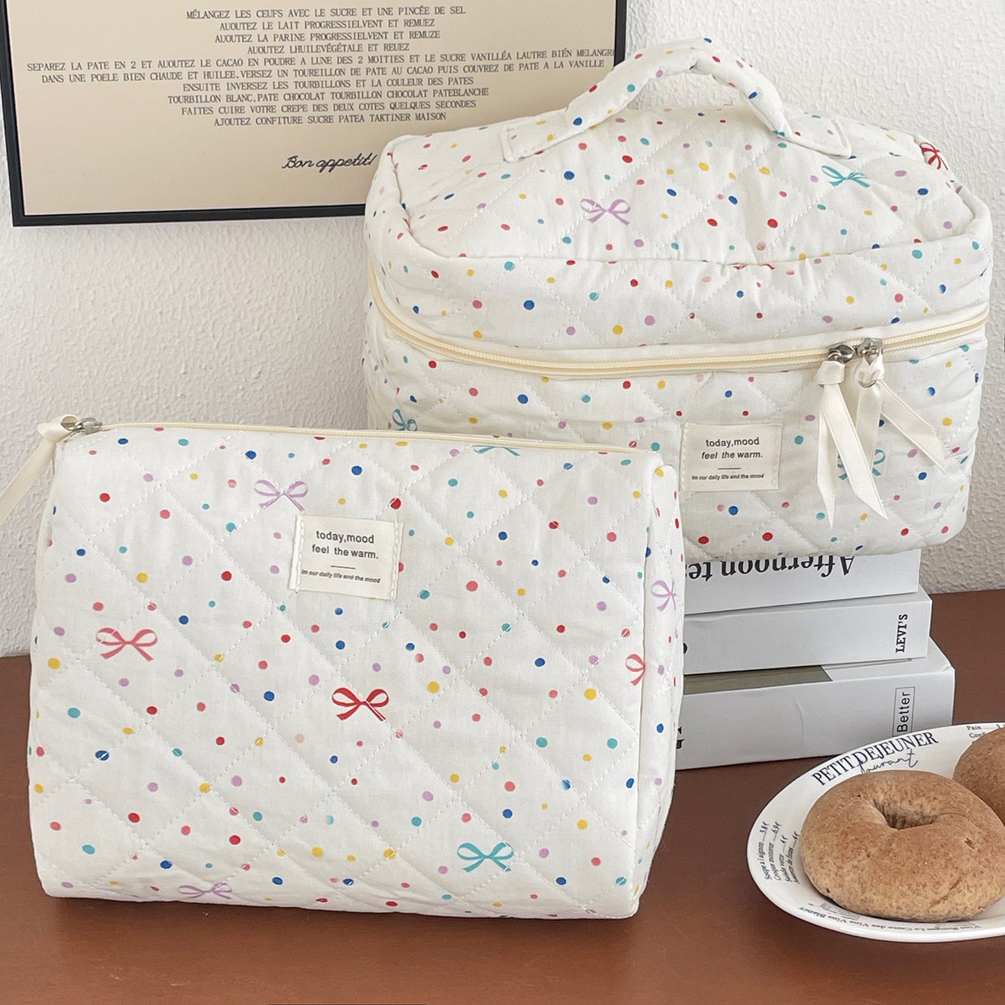 Rainbow ribbon cosmetic bag