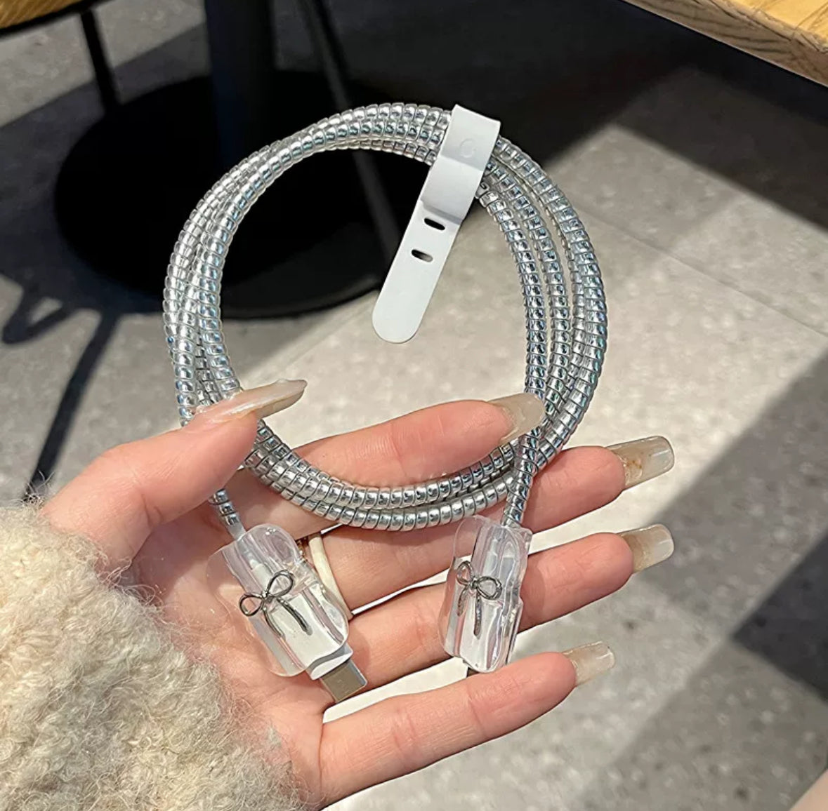 Sliver Ribbon charging cable protector