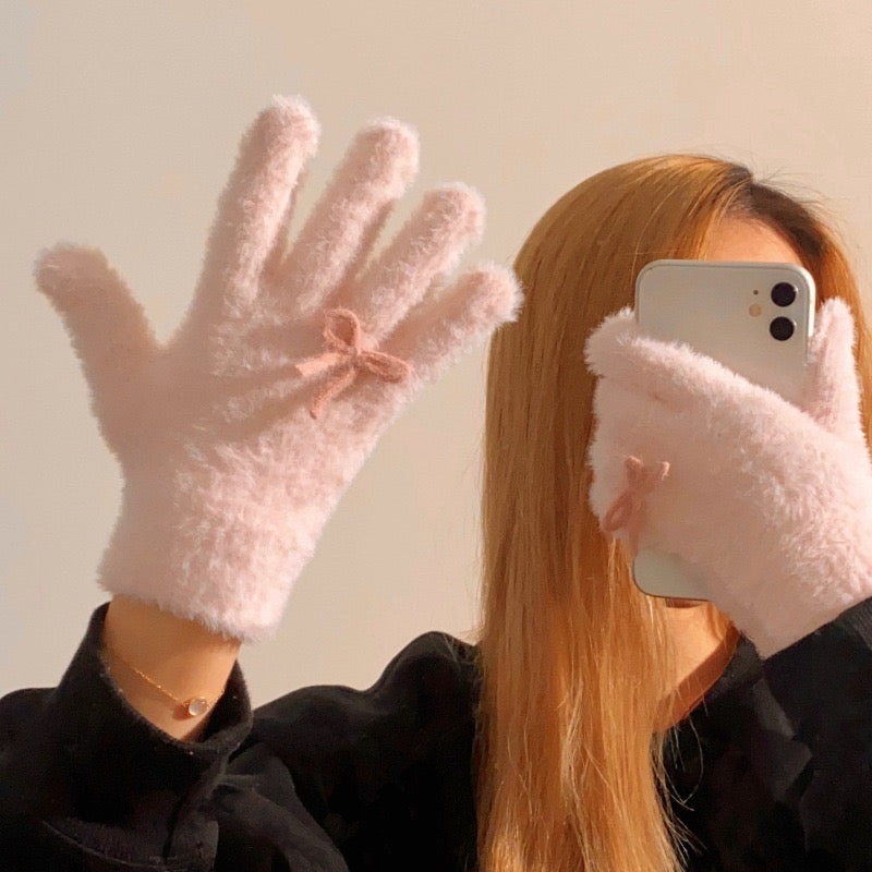 Ribbon couple gloves