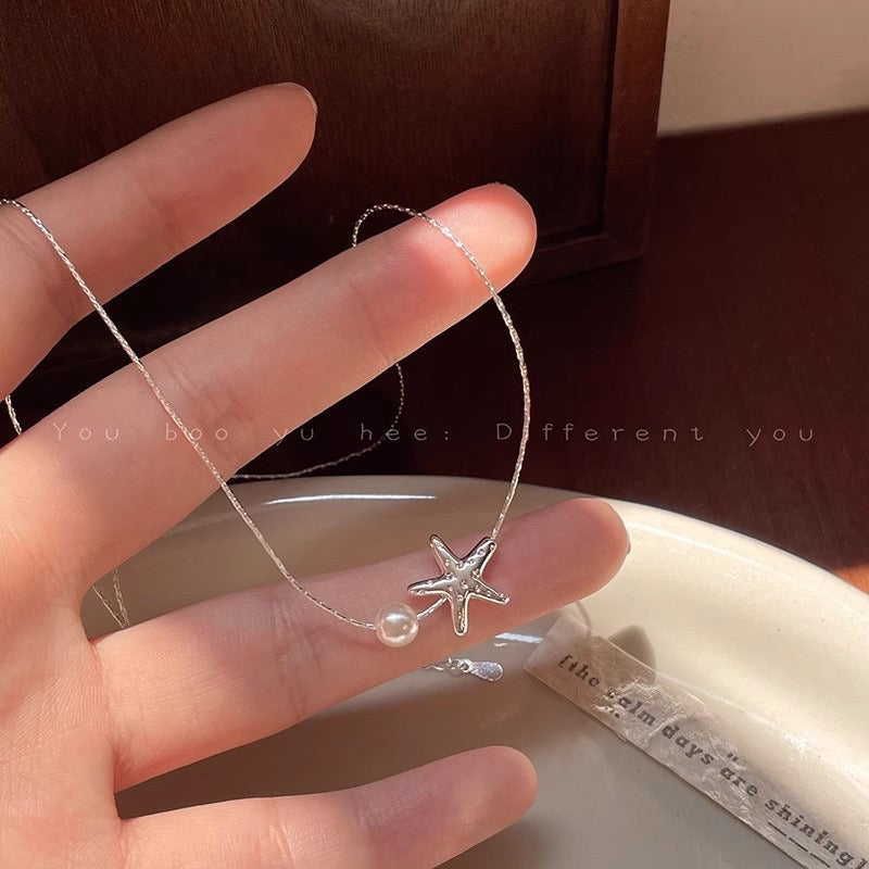 Ocean memories necklace/ starfish necklace/ pearl necklace
