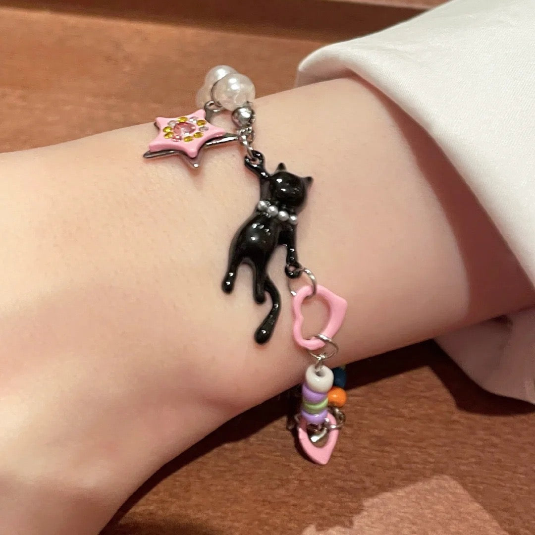 Y2K bracelet/ cute accessories/ cat bracelet / pearl bracelet