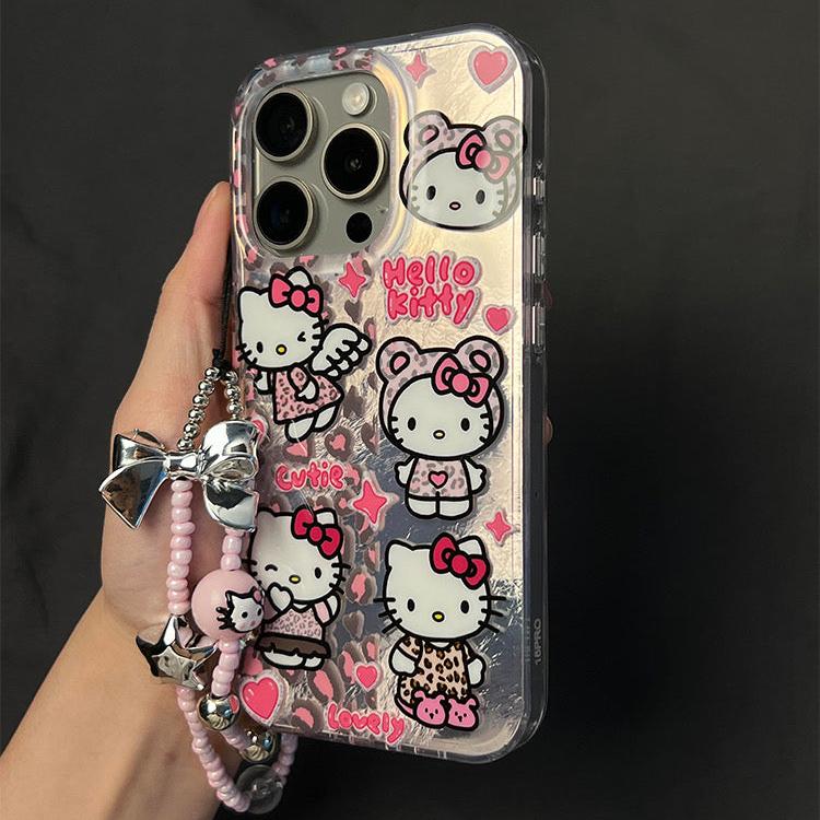 Y2K kitty party iPhone case with keychain.