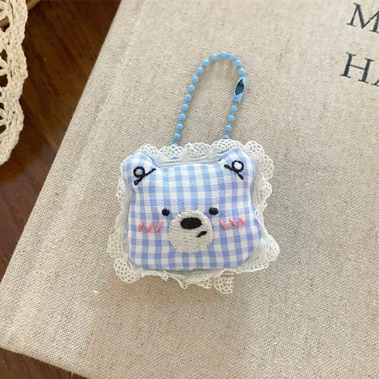 Blue Gingham Bow & Teddy Charm