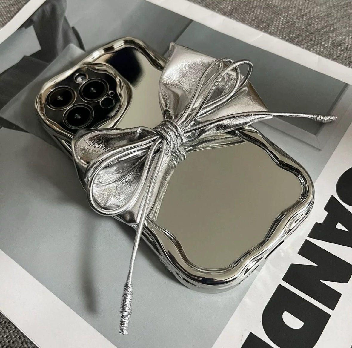 Metallic Sliver fabric Ribbon iPhone case