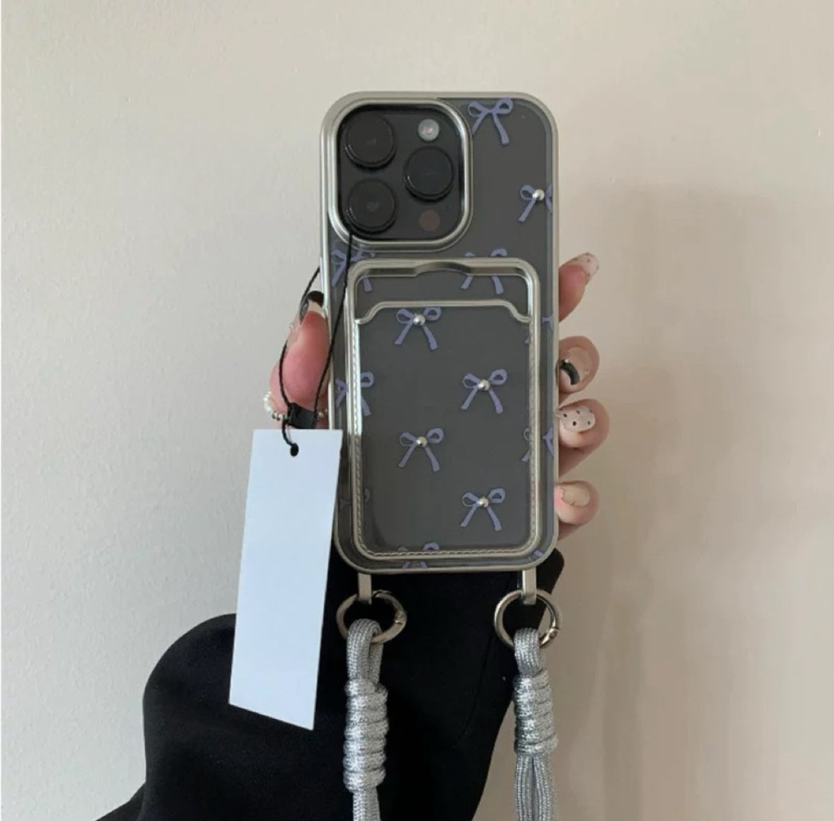 Shining ribbon iPhone case with strap