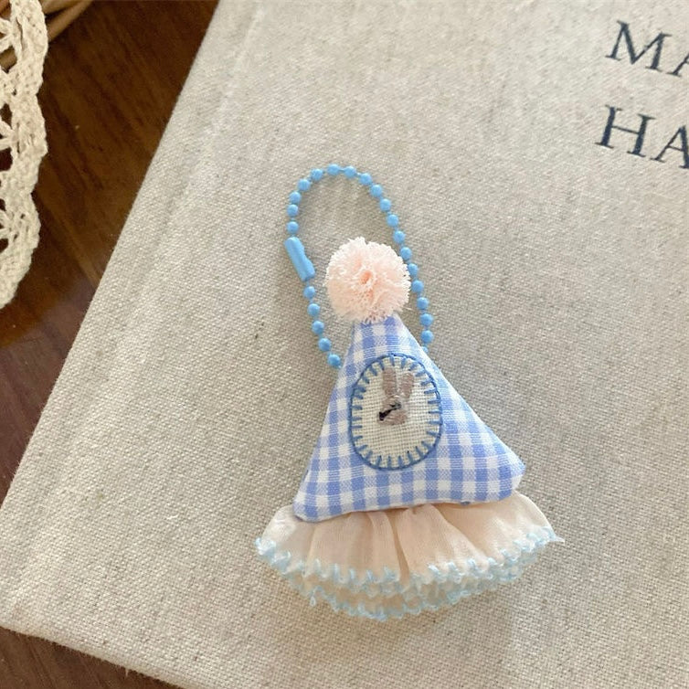 Blue Gingham Bow & Teddy Charm