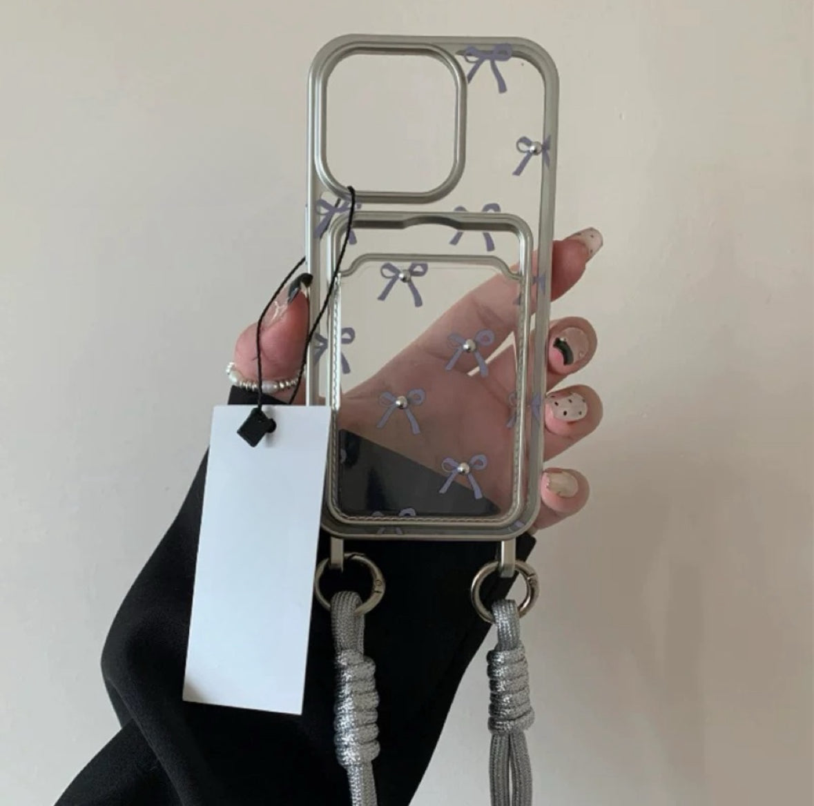 Shining ribbon iPhone case with strap