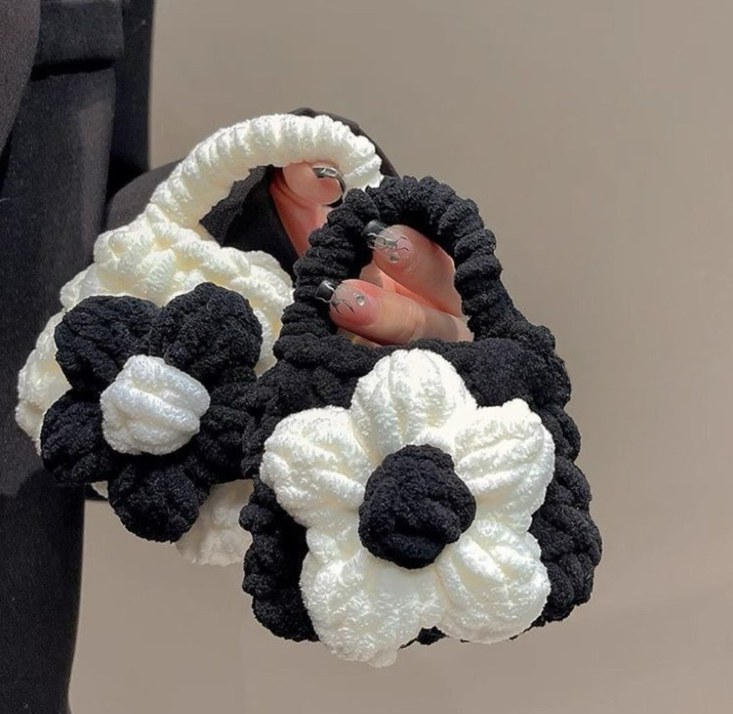 Handcrafted knitted flower charm