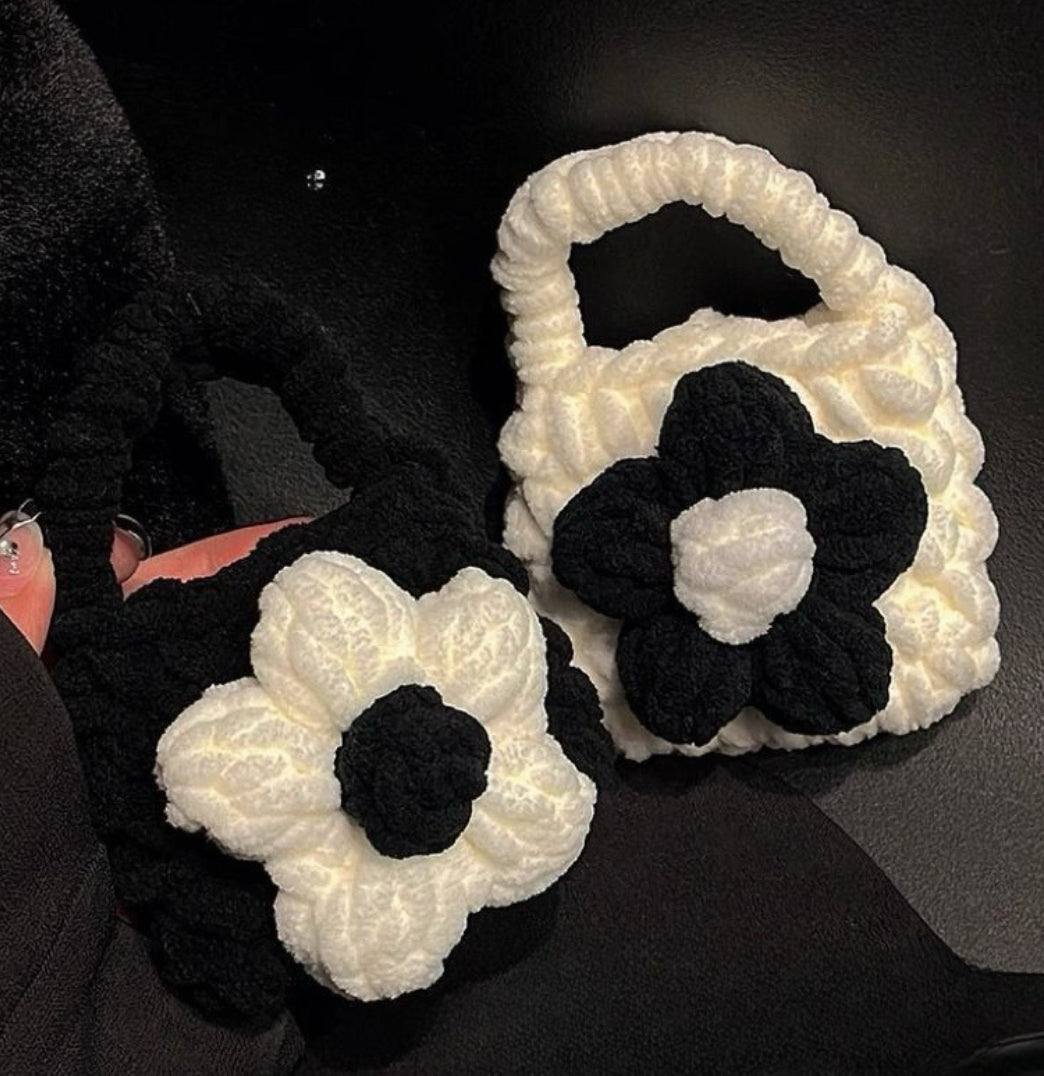 Handcrafted knitted flower charm