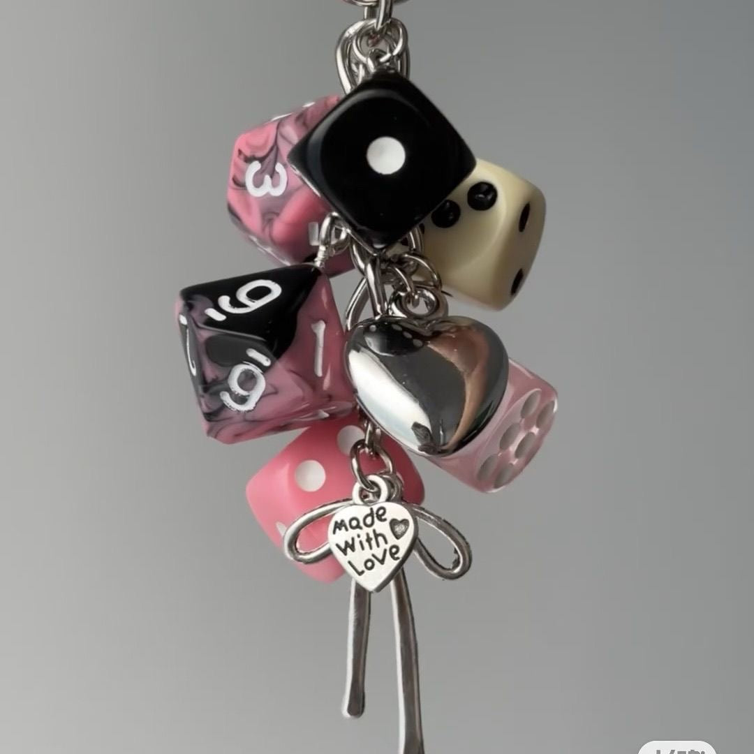 Pink Gothic Dice Charm