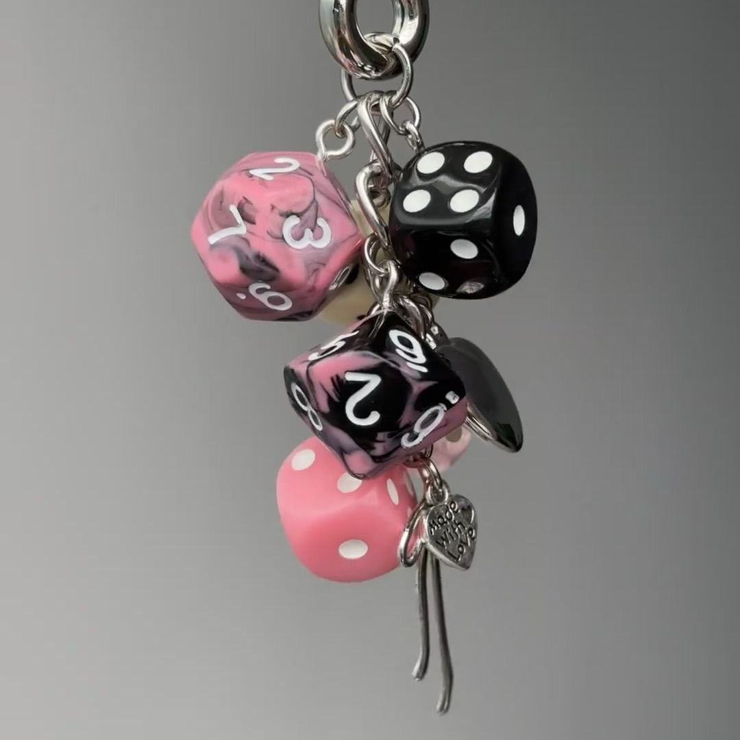 Pink Gothic Dice Charm