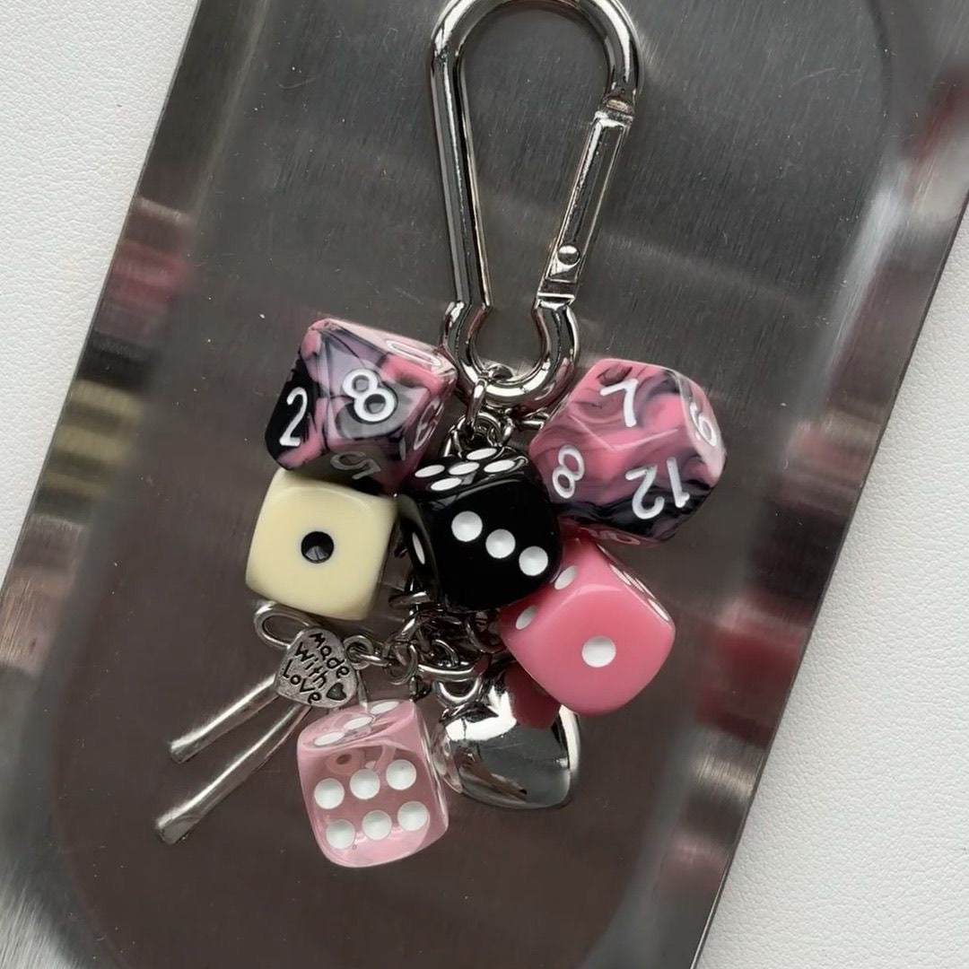 Pink Gothic Dice Charm