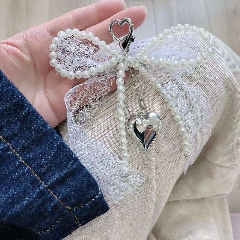 Lace & Pearl Bow Charm 🩰