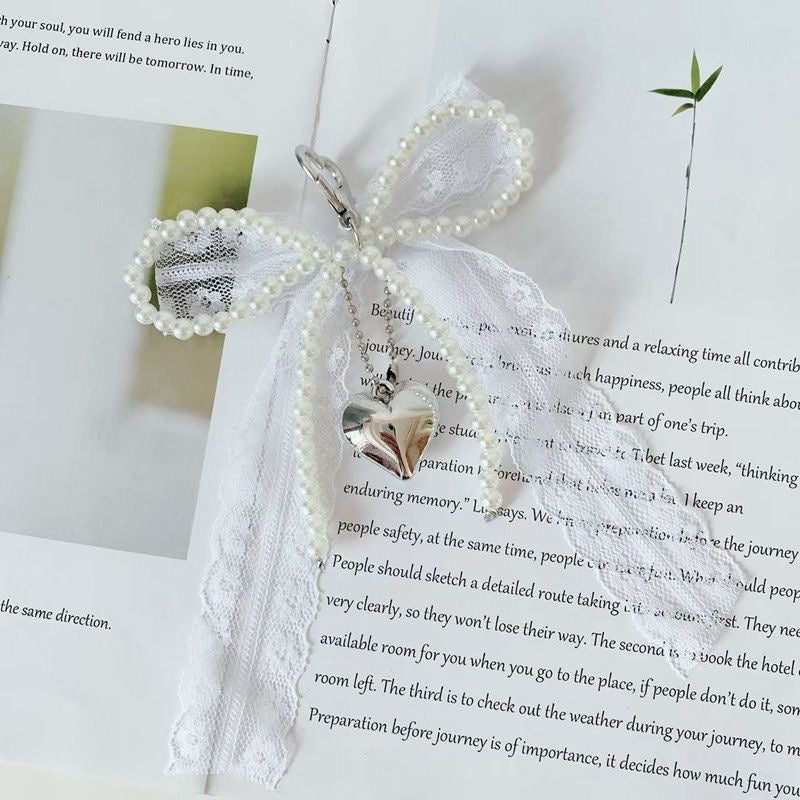 Lace & Pearl Bow Charm 🩰