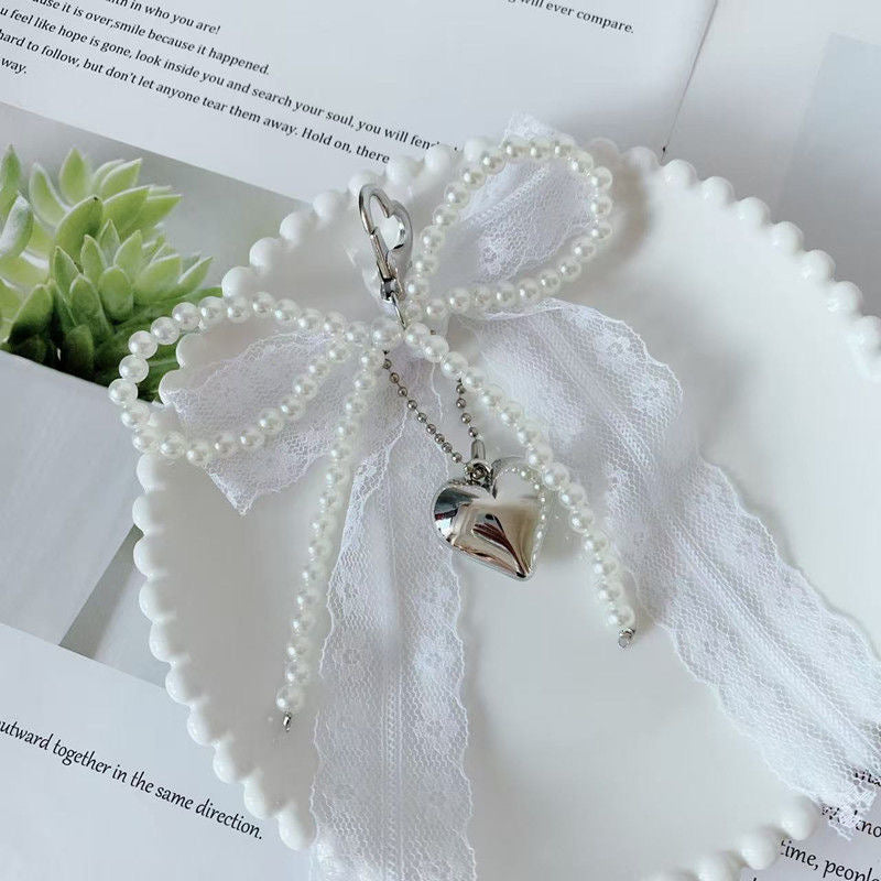 Lace & Pearl Bow Charm 🩰