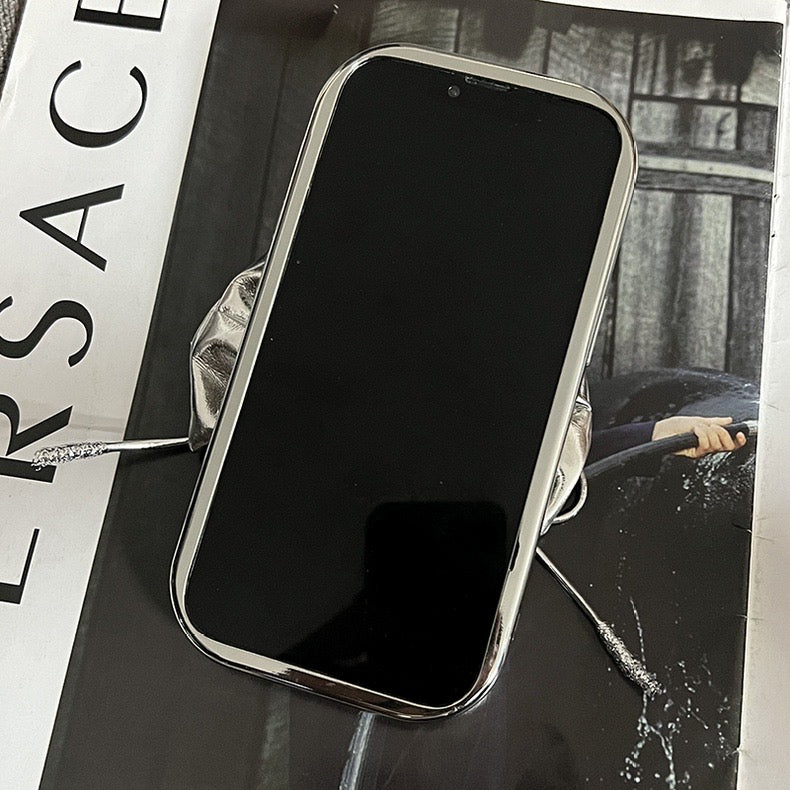 Metallic Sliver fabric Ribbon iPhone case