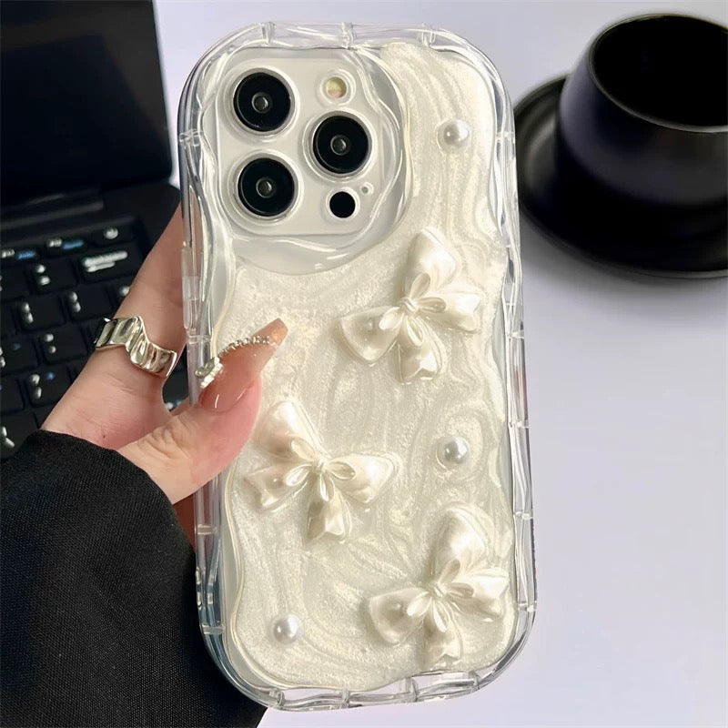 Creamy white Ribbon iPhone case