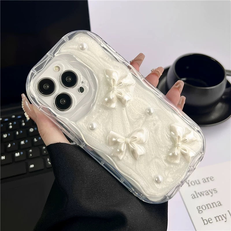 Creamy white Ribbon iPhone case