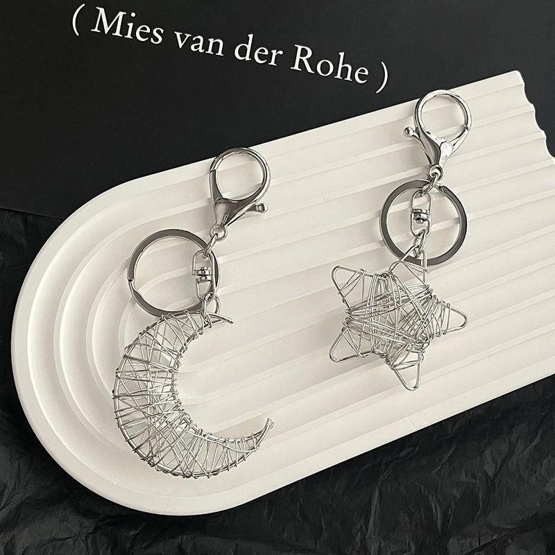 Minimalist Star & Moon Couple Keychain