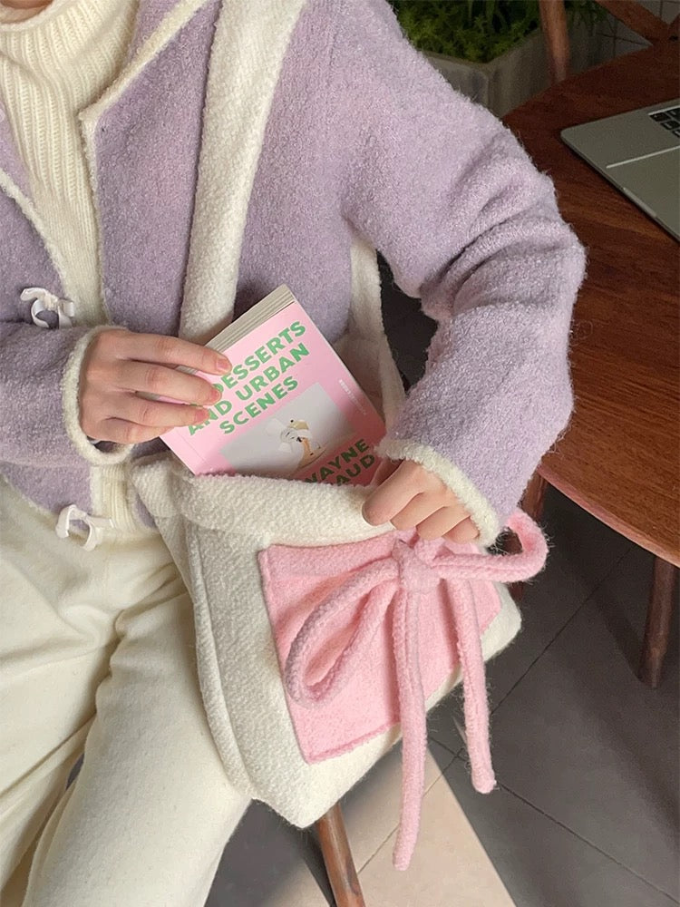 lamb wool ribbon bag