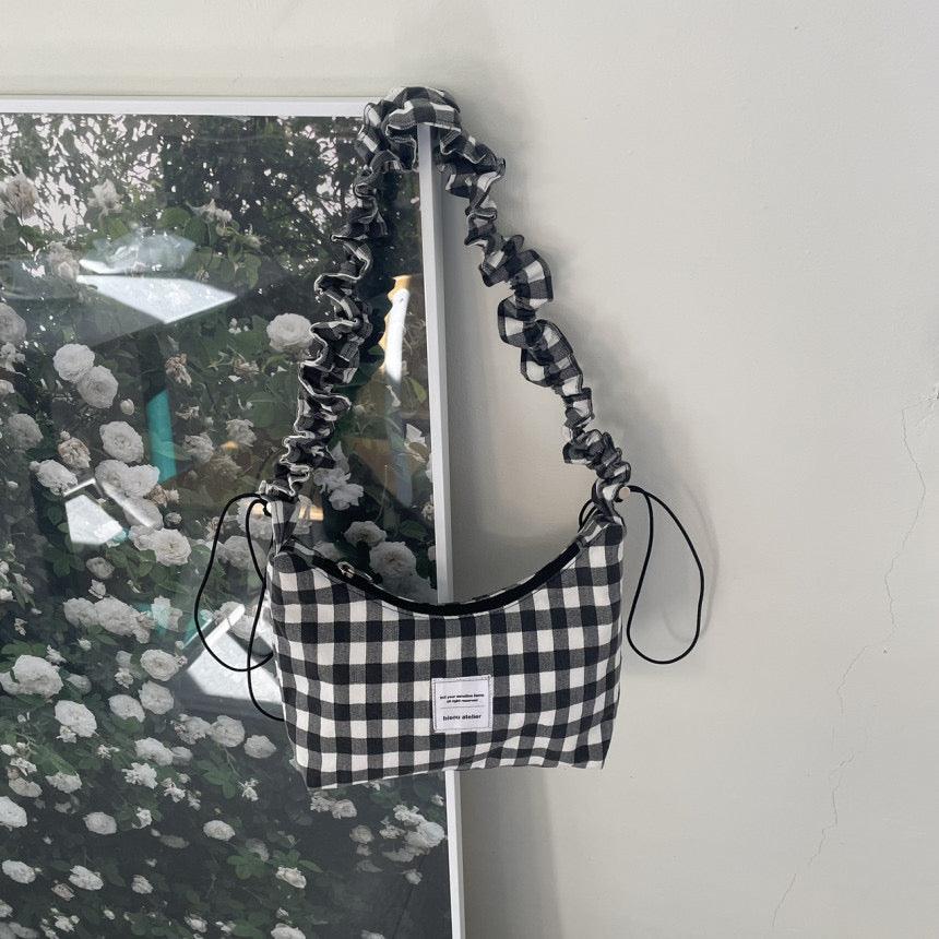 Plaid adjustable shoulder bag