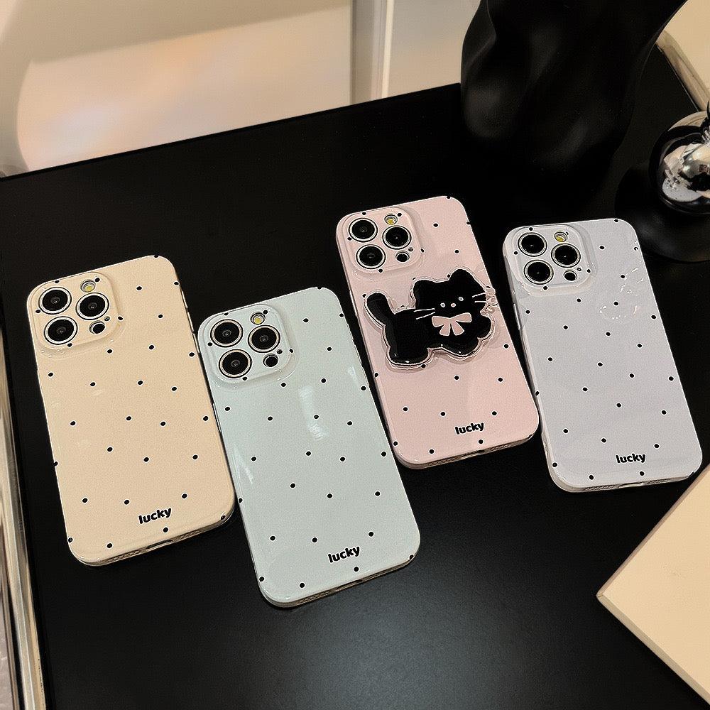 Lucky Black cat charm Iphone case (with grip)🐱