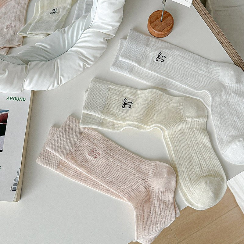 Basic bow Mid - Calf Socks✨ - KIO