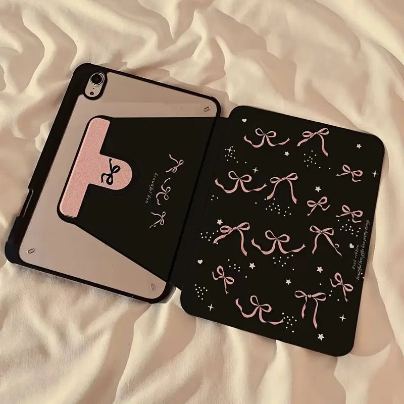 Black bow rotatable bracket iPad case 🖤 - KIO