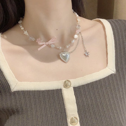 Bow beaded love necklace 🎀