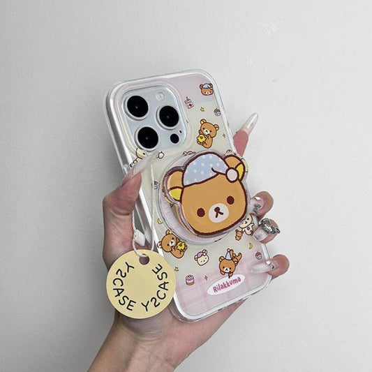 Pajamas kuma iPhone case featuring a cozy bear in pajamas.