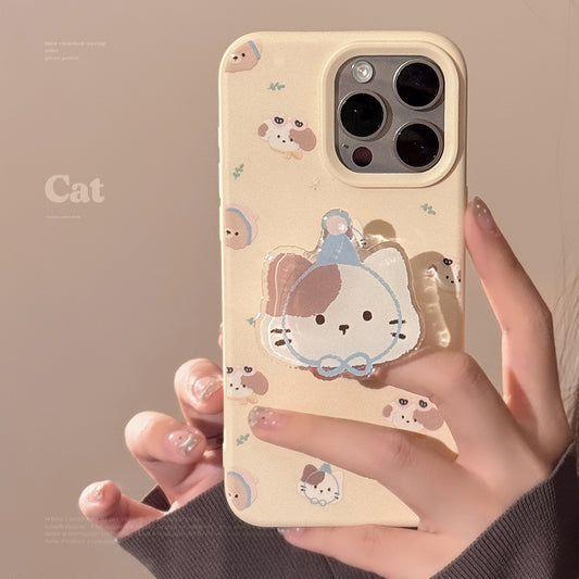 iPhone case with dressed animals design and grip stand, offering a playful and practical protective accessory.