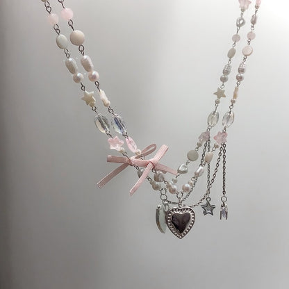 Bow beaded love necklace 🎀