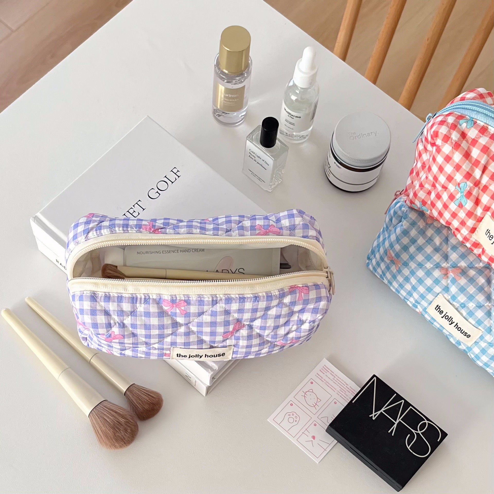 Ribbon plaid pencil bag